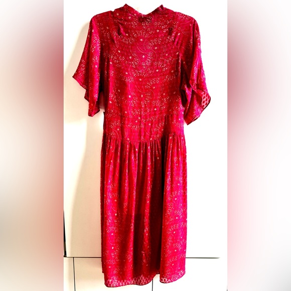 EQUIPMENT PARIS LIGHTWEIGHT SILK MIDI DRESS BUTTON FRONT 6 SMALL FLOWY FEMININE - Picture 5 of 13